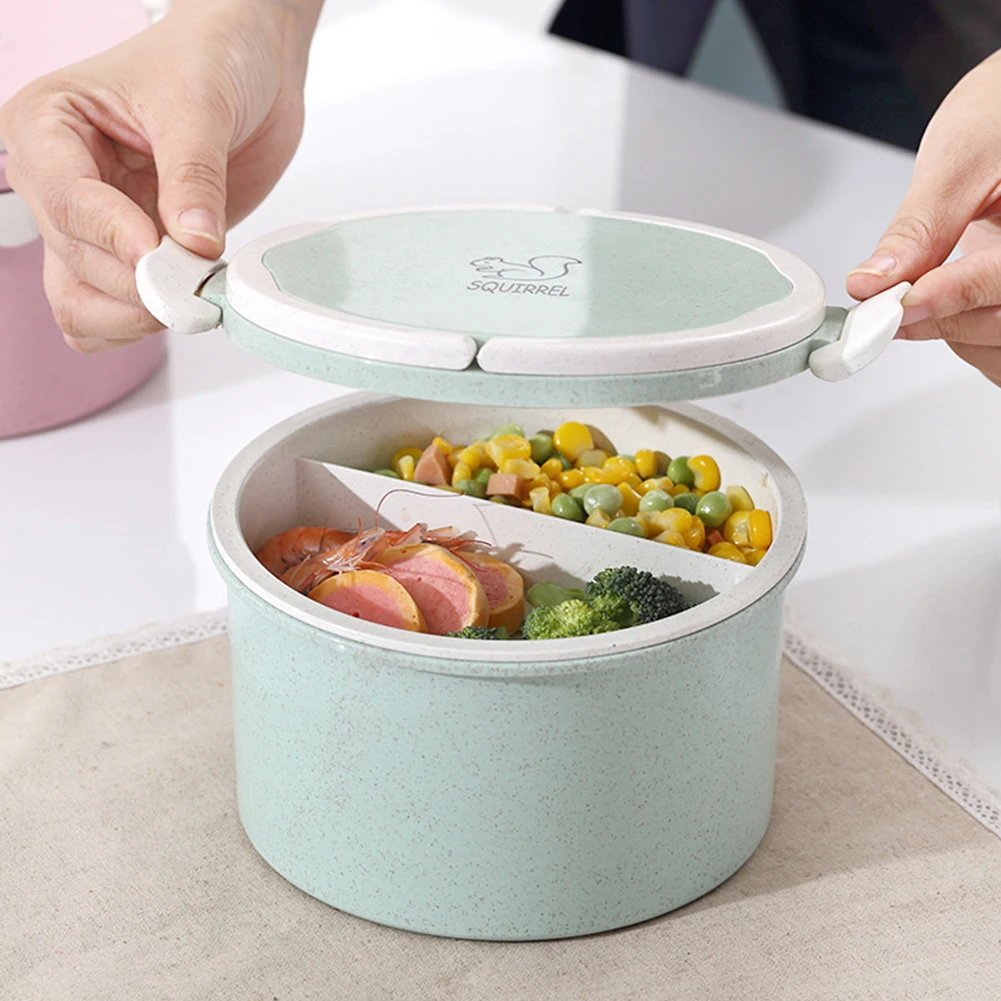 

Container Portable Fruit Double Layer Picnic Round Lunch Box Home Student Bento Office Lightweight Food Storage With Handle
