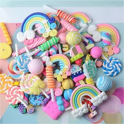 10-50Pcs Mix Resin Lollipop Rainbow Donuts Candy Lucky Bag DIY Craft Scrapbook Cabochons for Bows Food Toys Materials