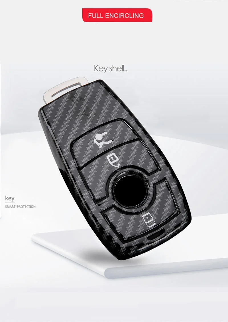 Глянцевый чехол для ключей из углеродного волокна ABS для Mercedes Benz C Class W205 C200 C180 C260 C300 E Class W213 E200 S Class