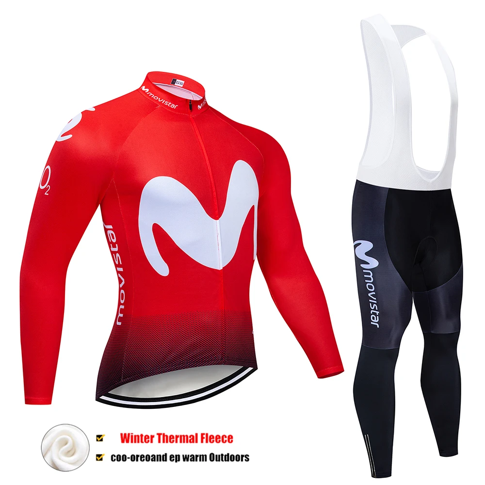 Pic Color Movistar Pro Team зимний теплый флисовый длинный комплект одежды для мужчин, Велоспорт Джерси, нагрудник, велосипед, Ropa Ciclismo, велосипедная одежда - Цвет: Pic Color