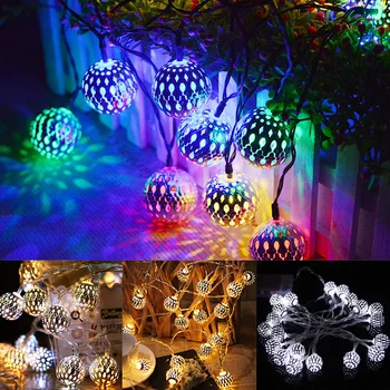 

Solar String Lights 20LEDs Bar Solar String Lights Moroccan Ball Orb Outdoor Waterproof Yard Bedroom