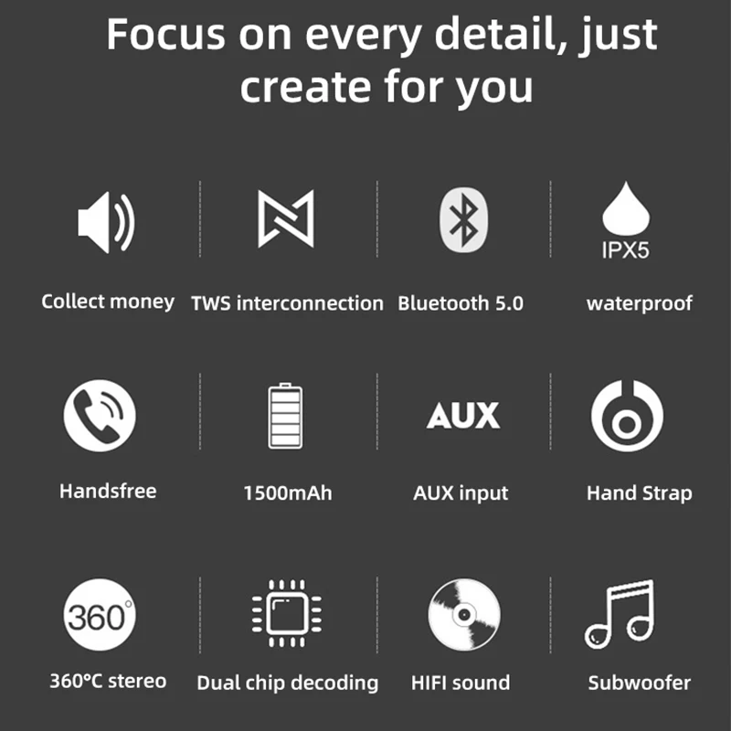 Captain HF Портативная колонка Водонепроницаемая Колонка Подключение через Bluetooth 5.0 AUX TF карту Портативная акустика Блютуз Динамик Блютуз Колонка