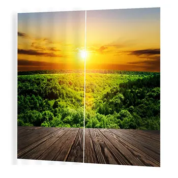 

sun shines through the red woods 3d Digital Printing Stereo Cutoff Curtains for living room bedroom hotel Decorations