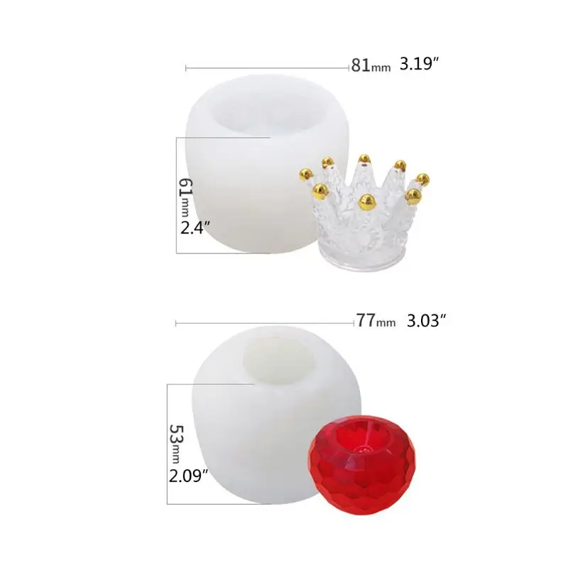 2Pcs Large Apple Crown Storage Box Silicone Molds Resin Jewlery Making Art Craft
