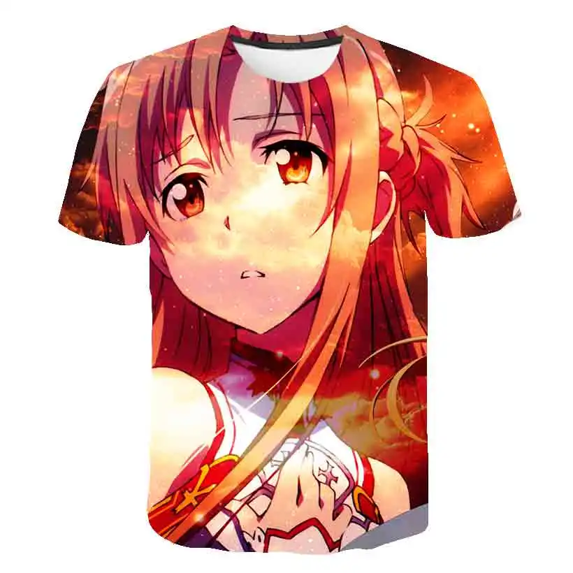 Летняя мужская футболка с 3D принтом Sword Art Online популярная Мужская дышащая милая