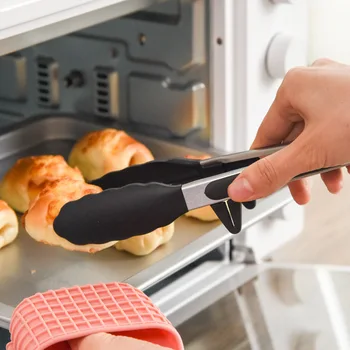 

9 Inch Silicone BBQ Grilling Tong Salad Bread Serving Tong Non-Stick Kitchen Barbecue Grilling Cooking Tong with Joint Lock