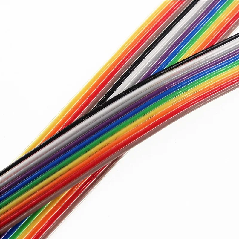 1Meter 10P/12P/14P/16P/20P/26P/34P/40P/50P 1.27mm PITCH Color Flat Ribbon Cable Rainbow DuPont Wire for FC Dupont Connector