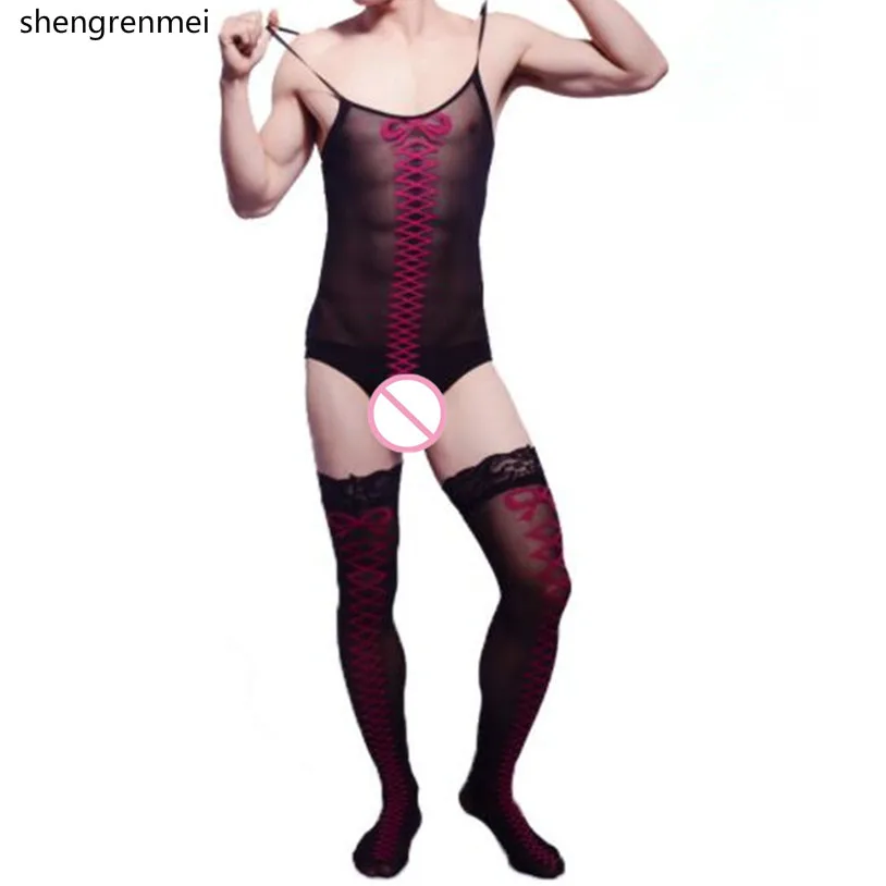 

Shengrenmei Novelty Mans Cross Line Lingerie Exotic Nightwear Sexy Underwear Male Plus Size Bodysuit Mens Jumpsuit Man Sleepwear