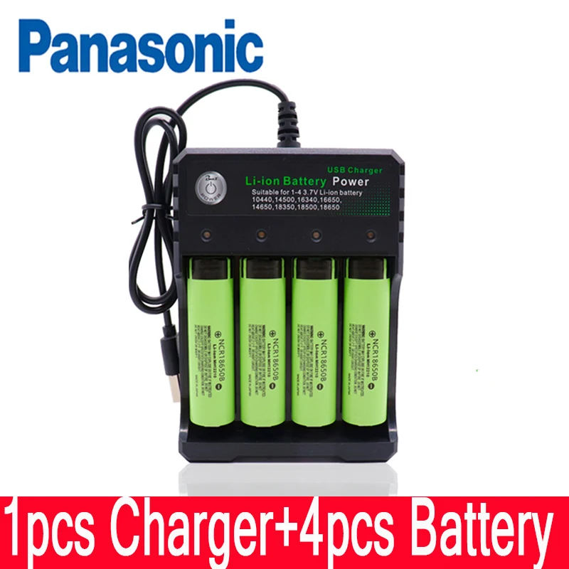 4 шт. Новинка NCR18650B 3,7 v 3400 mAh 18650 литиевая аккумуляторная батарея для Panasonic фонарик батареи и USB зарядное устройство