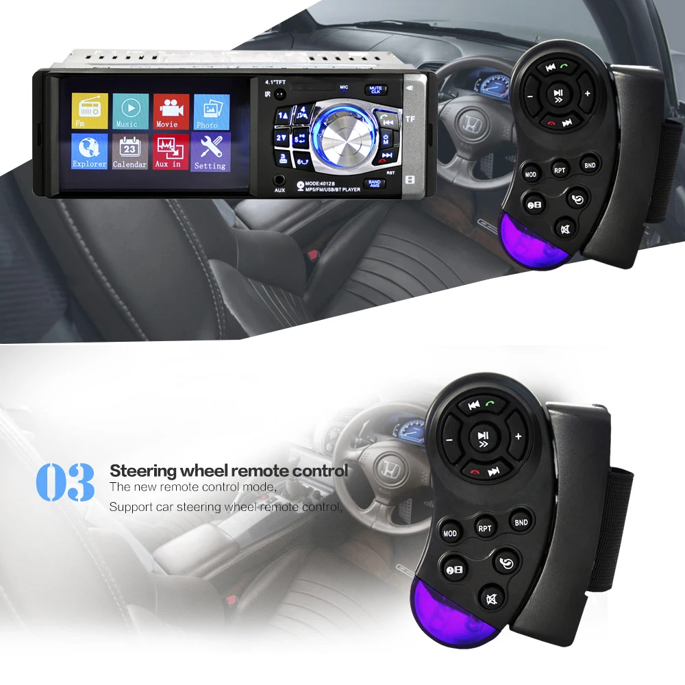 Best Universal 4.1" 1 Din Car Audio Auto Radio Stereo MP5 Player FM BT 2.0 Support Rear View Camera USB Steering Wheel Remote Control 8
