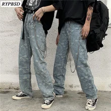 Новинка, осенние модные мужские штаны с цветочным принтом, повседневные уличные штаны-шаровары в стиле хип-хоп, джинсовые мужские штаны, размер S-2XL