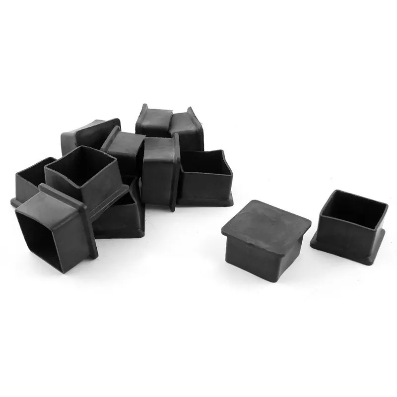 

12Pcs Furniture Square Chairs Leg Protectors Rubber Feet 40mmx40mm Black
