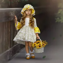 Весенне-летние кружевные платья с цветочным рисунком для девочек, детское праздничное платье принцессы с цветочным рисунком, детская одежда оптом, 5 шт./лот