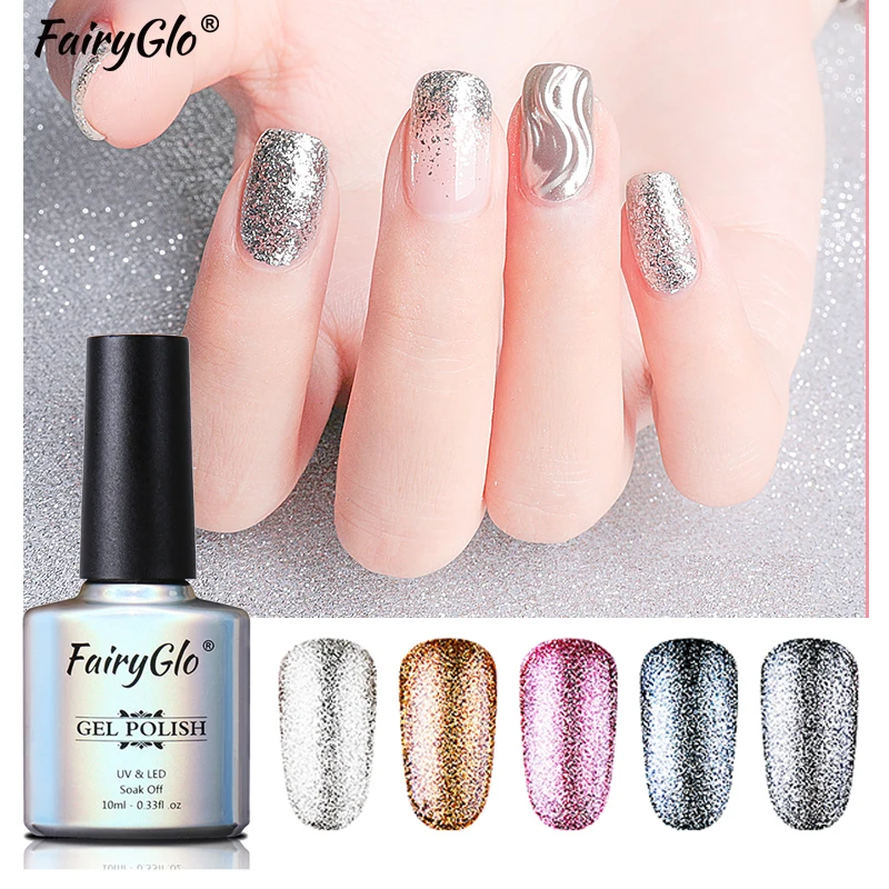 FairyGlo 10 мл Платиновые блестки Гель-лак Полупостоянный Гель-лак для ногтей Гель-лак Эмаль Лак Bling Гибридный лак для ногтей