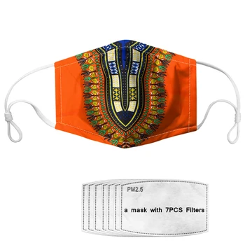 

Customized Fashion African Design Adult/Kids Mouth Mask Non-disposable Mask with 7 Filters Elastic Face Mouth Mask Masque