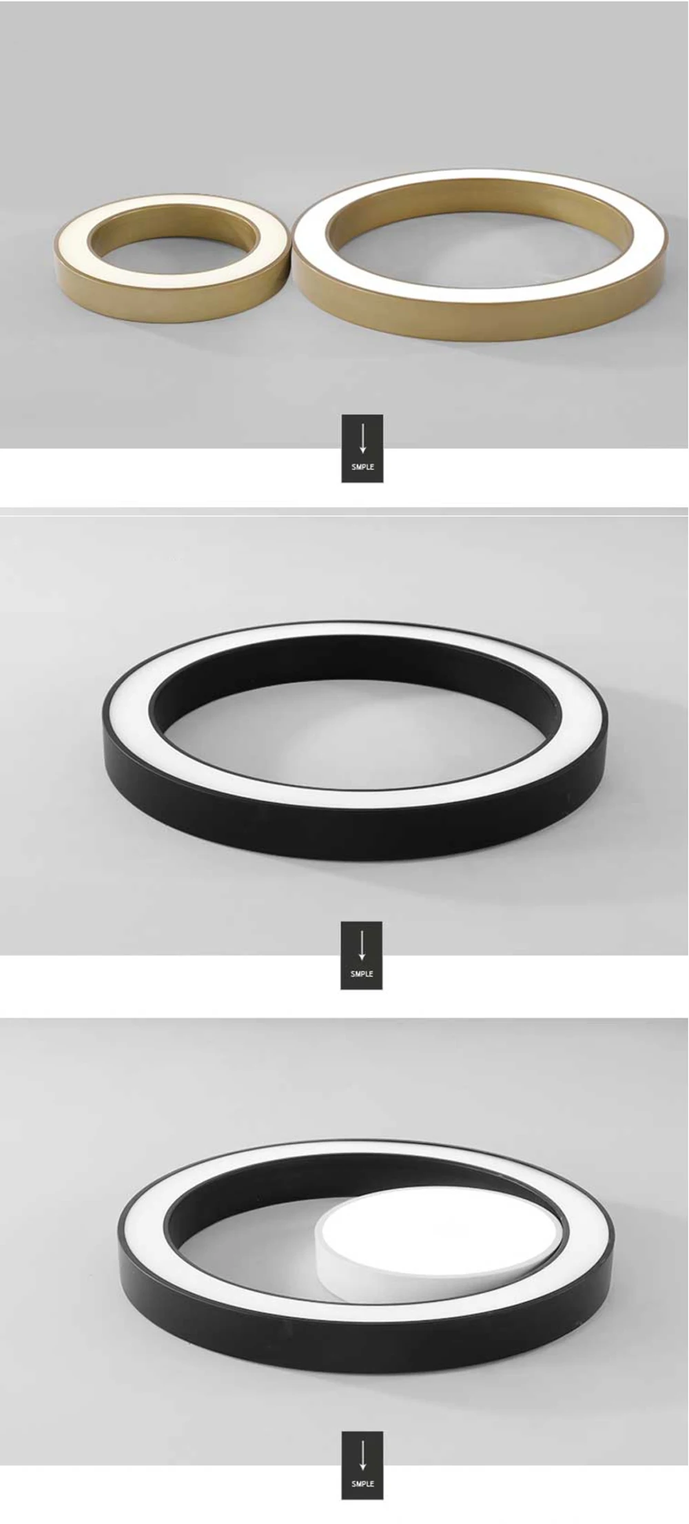 北欧后现代创意LED吸顶灯-可拼接客厅过道卧室简约金色环形吸顶灯-淘宝网_07
