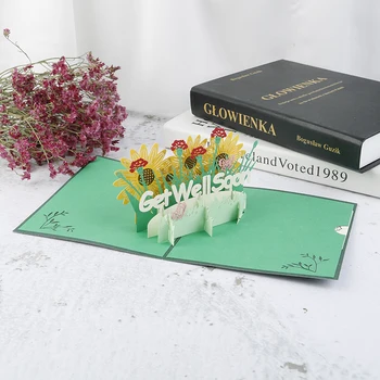 

Get Well Soon Card Pop-Up Flowers Cards Sympathy Mothers Day Wedding Anniversary Birthday 3D Greeting Card New