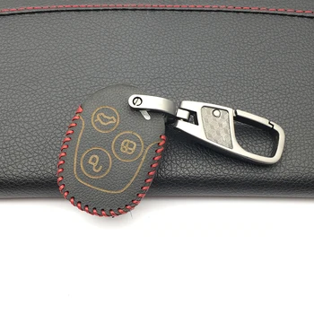 

High Quality Leather Car Fob Key Case Cover For Ford Focus Mondeo Festiva Fusion Suit Fiesta KA 3 Button Remote Holder Protector