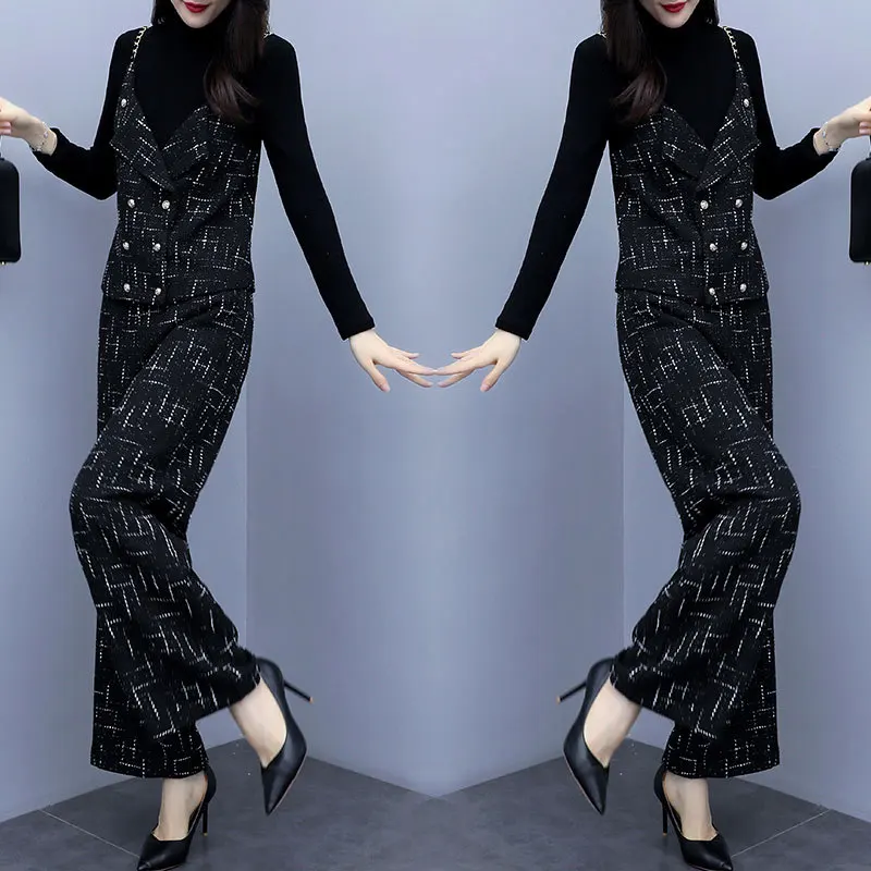 

2019 Early Autumn Set WOMEN'S Dress Autumn And Winter New Style Fashion Mature Elegant Slimming Korean-style Woolen Cloth Loose