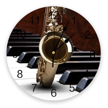 

Saxophone Piano Wall Clock Kitchen Home Living Room Decorative Kitchen Wall Decor Hanging Clock