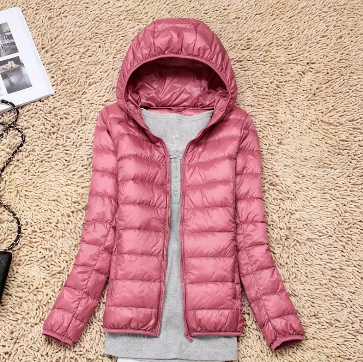 pink parka Обратимый Пух Спуск Жакет Женщина Непродуваемый Парка Легкий Подбитый Толстовка Капюшон Паровоз Жакет Стройный Облегающее Тонкий Перьевая Парка Ватин Вата Стеганый 4xl Одноцветный Сплошной Цвет Простой Длинный Рукав - Цвет: pink parka