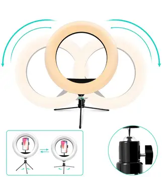 

10Inch LED Ring Light LampTripod Stand Selfie Camera Phone Studio Video Dimmable For Makeup Video Live Studio 5.21