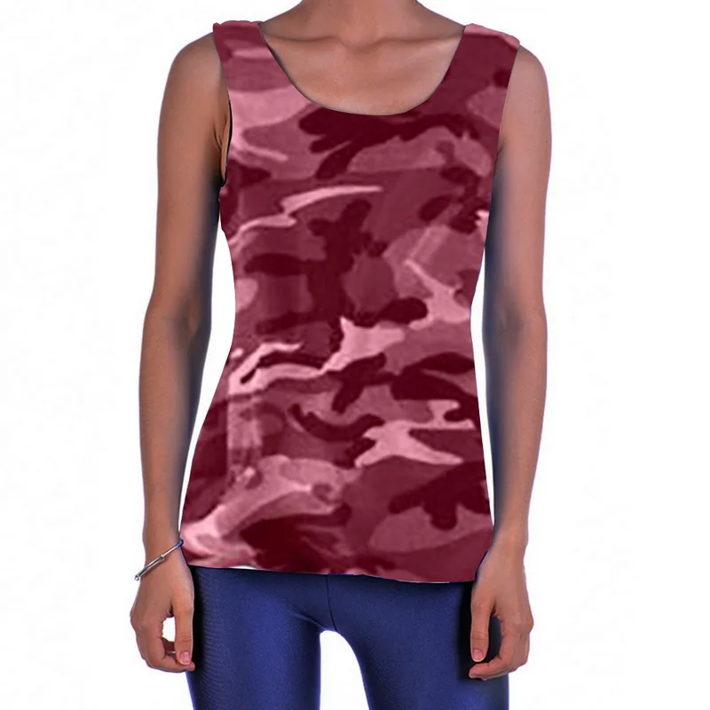 Burgundy OEAK 5XL плюс размер летние женские сексуальные камуфляжные топики повседневные топы без рукавов женские модные топик кофточка - Цвет: Burgundy
