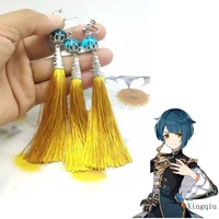 New Fashion Genshin Impact Earrings Xingqiu Ear Clips Zhongli Tartaglia Eardrop For Women Men Anime Cosplay Jewelry Props 1
