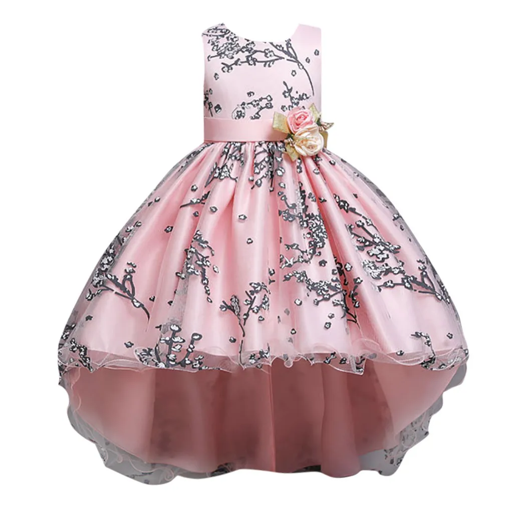Дети девочка платья для рождественской вечеринки цветочный принт принцесса Bling малыша платье одежда платье на крестины для девочек Vestido
