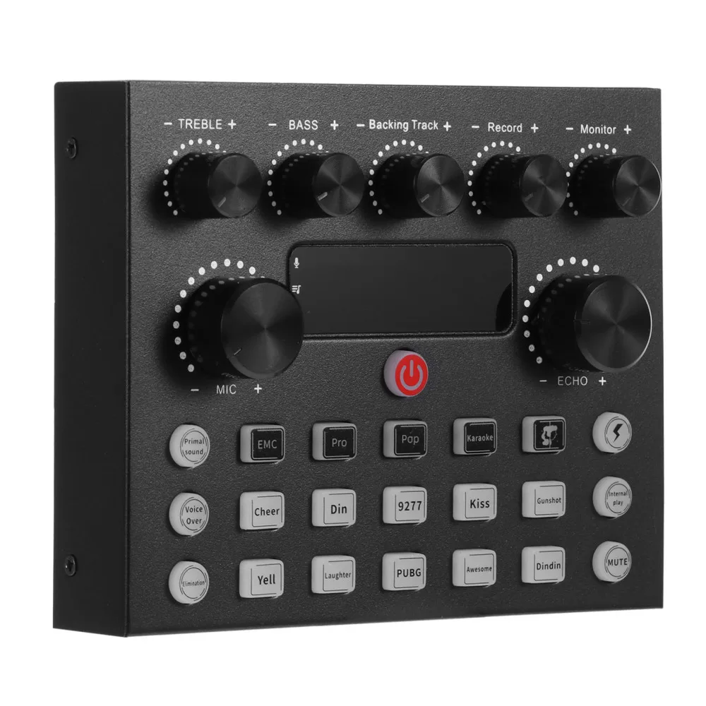 V8s Live Sound Card With Multiple Sound Effects And Voice Changer One Button Operation Audio Mixer For Gaming Living Singing