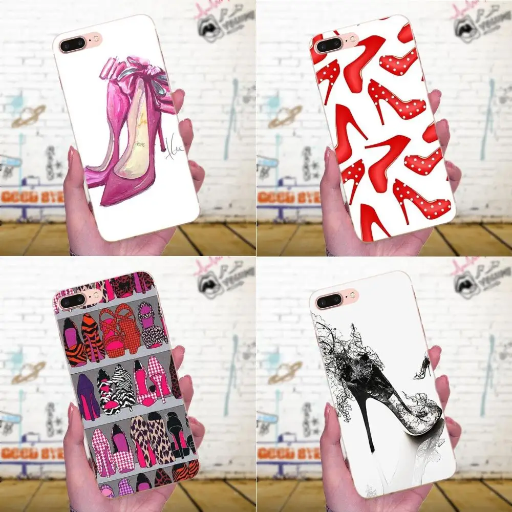 Мягкие красные туфли на высоком каблуке для Huawei P7 Honor 4C 5A 5C 5X6 6C 6A 6X7 7X8 9 V8 V10 Y3II Y5II Y6II