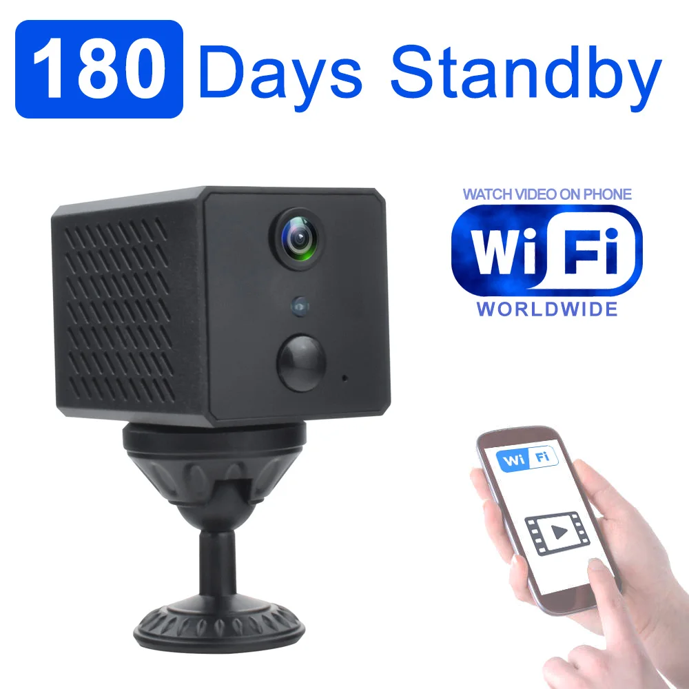 Cámara WiFi con sensor PIR, visión nocturna, 180 días de tiempo en espera El vídeo puede ver en la aplicación del teléfono en cualquier lugar del mundo