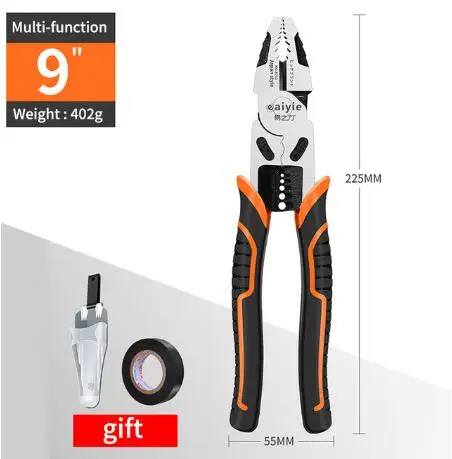 Professional Wire Pliers Tools Set Stripper Crimper Cutter Needle Nose Nipper Wire Stripping Crimping Multifunction Hand Tools - Цвет: 9inch