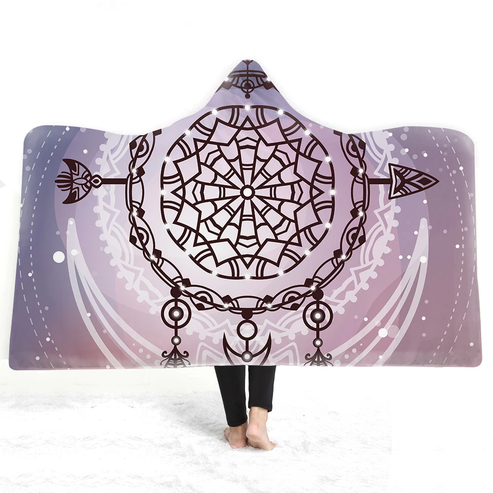 

Dreamcatcher Microfiber Blanket Sea Turtle Print Bohemian Mandala Hooded Throw Blanket Feather Teen Wearable Plush Throw Blanket