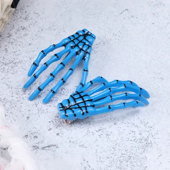 

6pcs Halloween Skeleton Claw Clips Terrifying Skull Hand Hairpins Hair Accessories for Party Costume