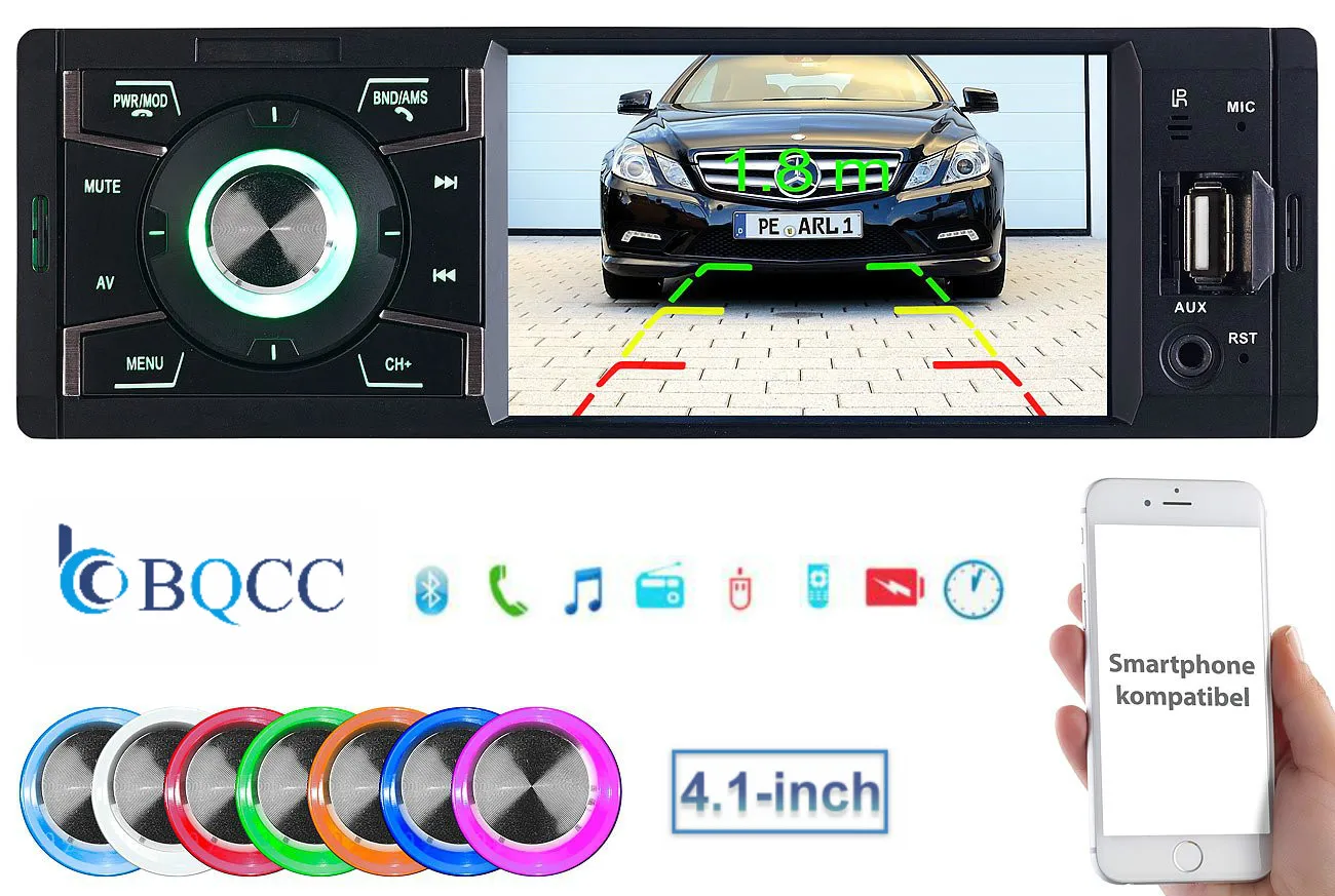 Creasono Автомагнитола: MP3-Autoradio mit TFT-Farbdisplay, Bluetooth, freispecher, 4X45 Вт(1 DIN радио