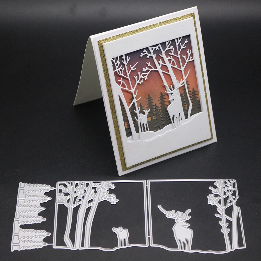 Deer Shaped Forest Metal Cutting Dies Decorative Cards Making Die Scrapbooking Album Dies Cut Handcrafts Embossed Plate Stencils