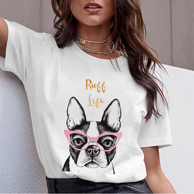Verão bonito pug cão animal impressão tshirt das mulheres t camisa de manga curta para roupas femininas ulzzang harajuku camisa Verão bonito pug cão animal impressão tshirt das mulheres t camisa de manga curta para roupas femininas ulzzang harajuku camisa