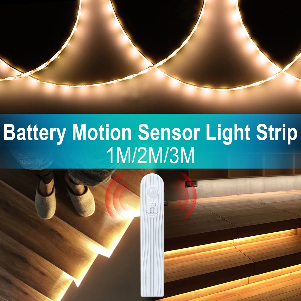 

PIR Light Strip Led Motion Sensor Lamp Tape Dimmable Home Lighting 1M 2M 3M Bedroom Stairs Cabinet Light Battery Powered Strip