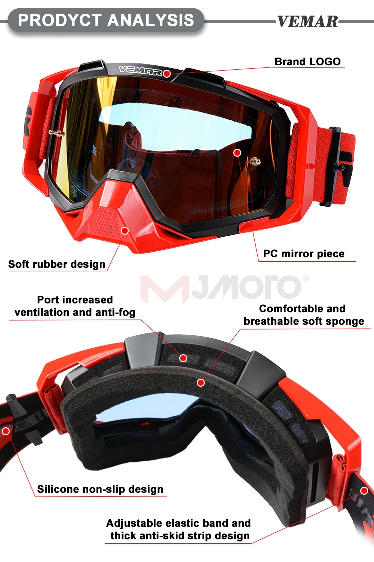 VEMAR Dustproof Motocross Goggles Adult Motorcycle Helmet Glasses MX MTB Off-Road Dirt Bike Moto Goggles Man Cycling Glasses transition motorcycle sunglasses