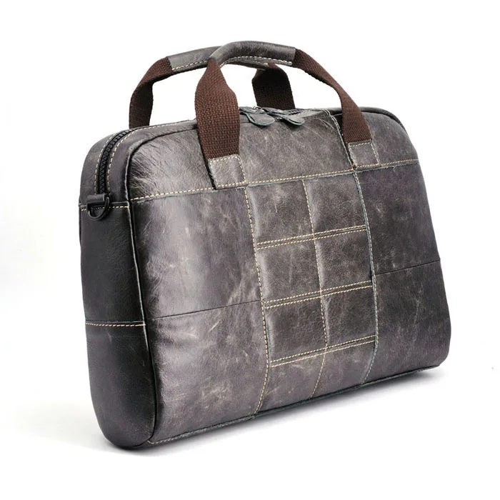 Роскошный мужской деловой портфель, сумка из натуральной кожи, высокое качество, мужские Офисные Сумки для 14 дюймов, для ноутбука, A4, файл, Causel, мужской - Цвет: Темно-серый