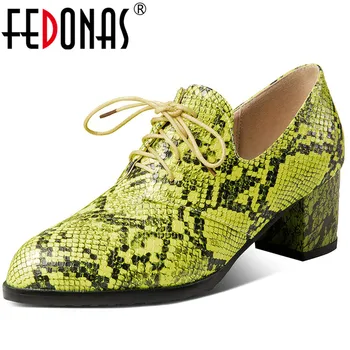 

FEDONAS Retro Snake Print Shallow Pumps Women Spring Autumn Mixed Colors Plus Size Casual Shoes Woman Cross Tied High Heels
