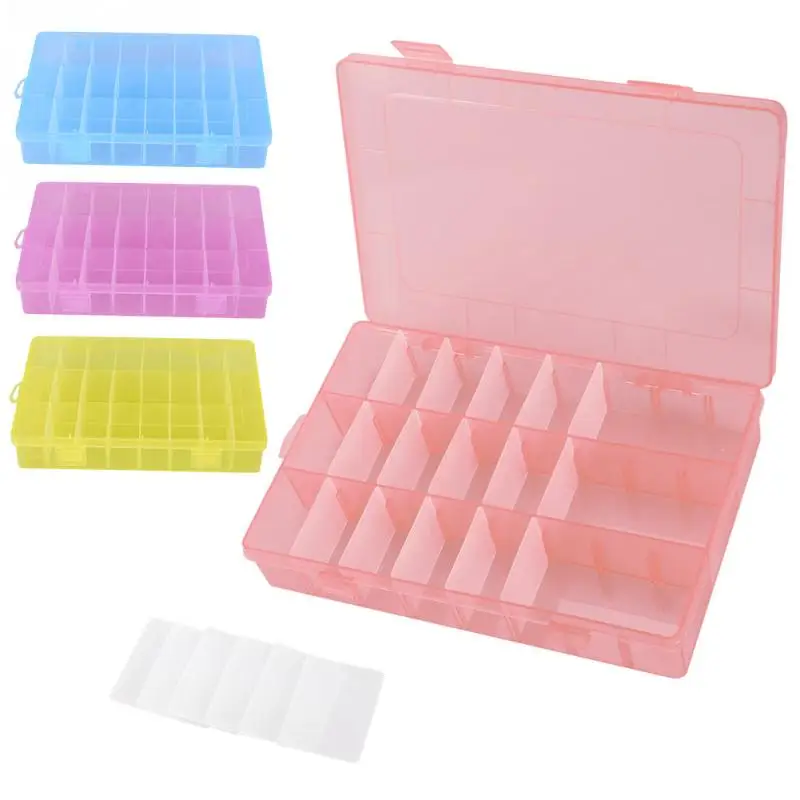 

24 Grids Plastic Jewelry Storage Box Multipurpose Adjustable Detachable Beads Earrings Display Storage Case