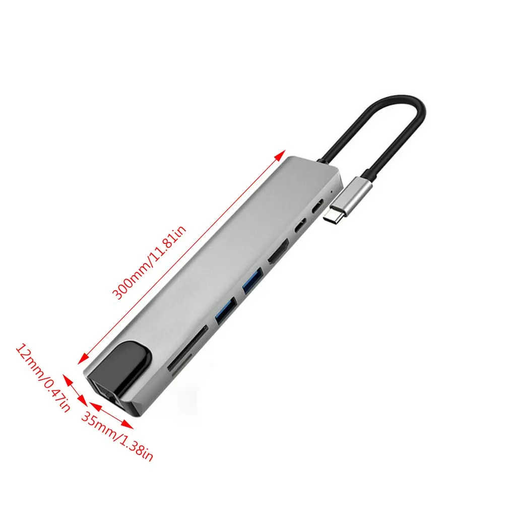 8 в 1 USB концентратор C концентратор для Мульти USB 3,0 адаптер док-станция для MacBook Pro Аксессуары USB-C type C RJ45 Ethernet Micro SDTF OTG адаптер