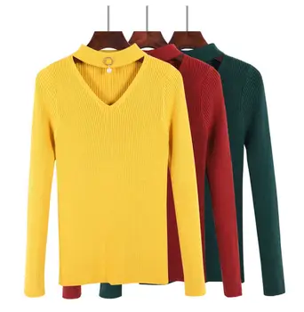 

Women Knitted Sweaters Fall New Hot Solid Candy Color Slim Fit Pullovers Femme Long Sleeve Tops Womens Clothing