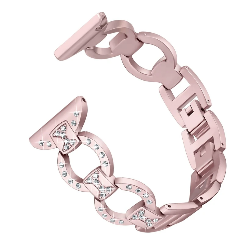 Pink Замена алмазный металлический ремешок элегантный браслет круг дизайн часы ремешок для Versa - Цвет: Pink