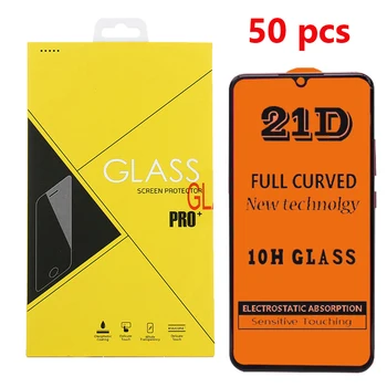 

50pcs 21D Tempered Glass Full Cover For VIVO Y7s Y11 Y17 Y90 V17 Pro X27 Z1X Z5X S1 U1 U3 U10 IQ003 Screen Protector With Box