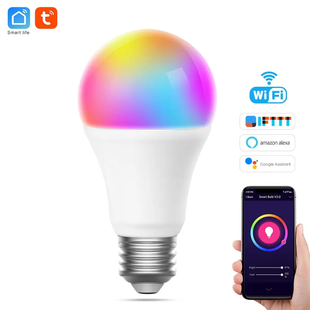 Tuya Wifi Пульт дистанционного управления 8 Вт rgb Светодиодная лампа совместима с Alexa