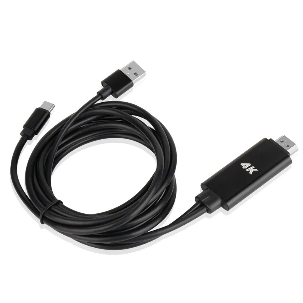 Black AUX кабель Jack 3,5 мм аудио кабель 3,5 мм разъем USB C type-C к HDMI 4K кабель HD ТВ Цифровой AV адаптер для samsung Note 10/Plus - Цвет: Black