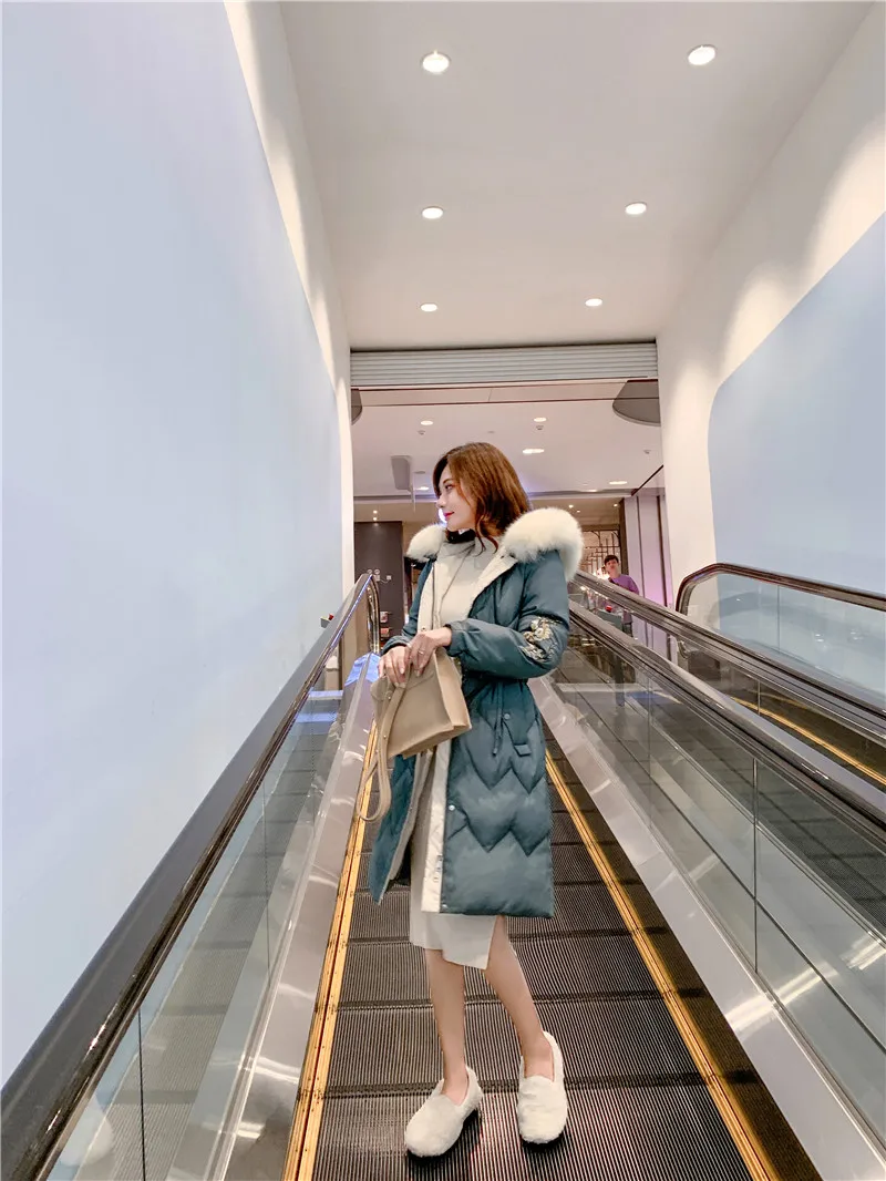 Dongdaemun, женский пуховик выше колена,, стиль, приталенное облегающее, приталенное, облегающее, хлопковое пальто, зимнее, плотное, теплое
